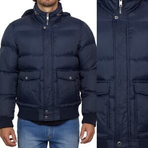 Slate & Stone Black Ripstop Nylon Down Bomber Jacket